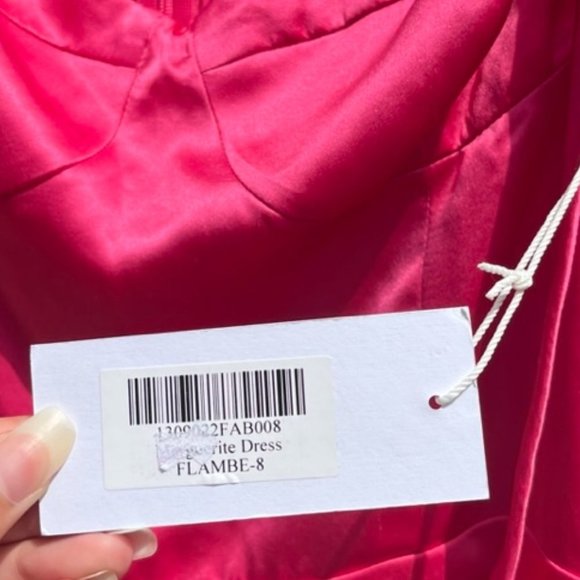 Reformation Marguerite Spaghetti Strap Midi Silk Dress Flambe Pink Women's 8 NWT - Picture 9 of 14